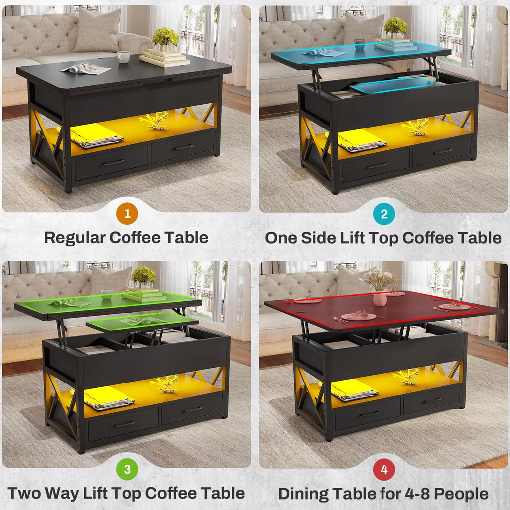40" Lift Top Coffee Table with 2 Drawers T58254