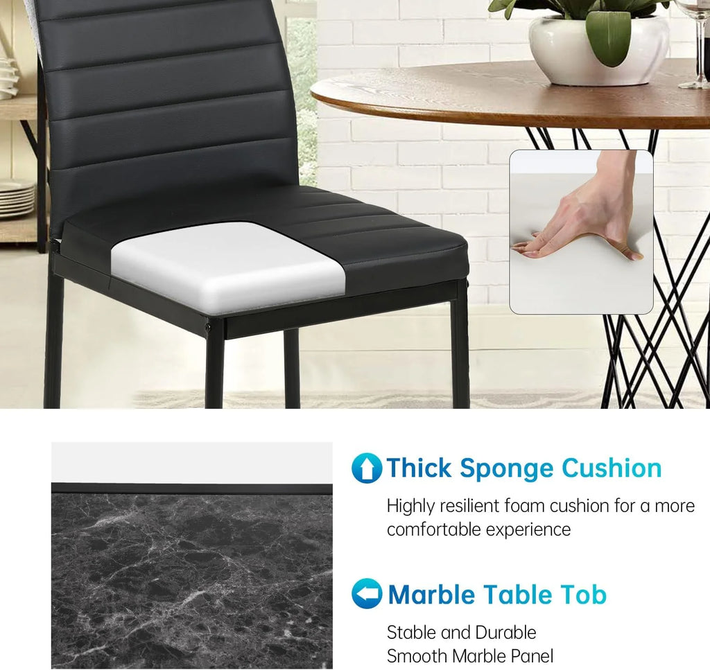 5 Piece Marble Grain Dining Table Set N503