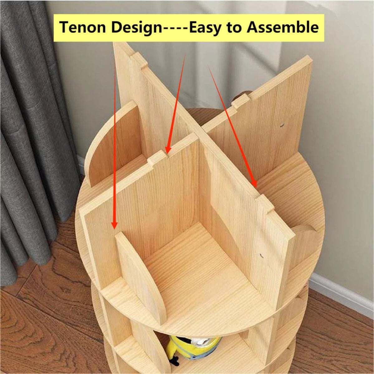 5 Tier Rotating Bookshelf with Legs Wooden Bookcase A3964