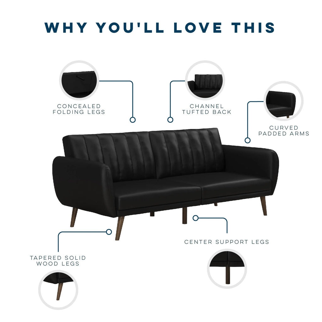 Black Faux Leather Futon M194859
