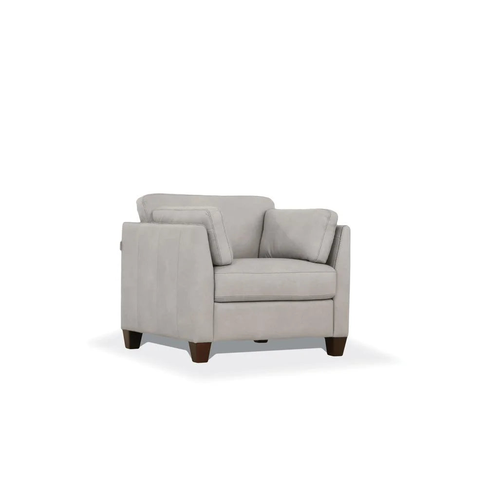 Leather Accent Chair in Dusty White G4044