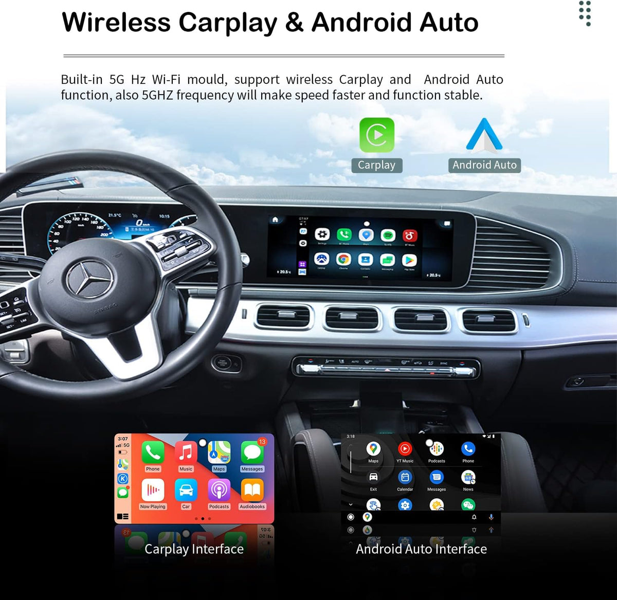 Wireless CarPlay Adapter with 4G Cellular, 8-core, 4G+64G C209