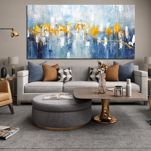 Abstract Canvas Wall-Art Blue Large Size 24" x 48" C299