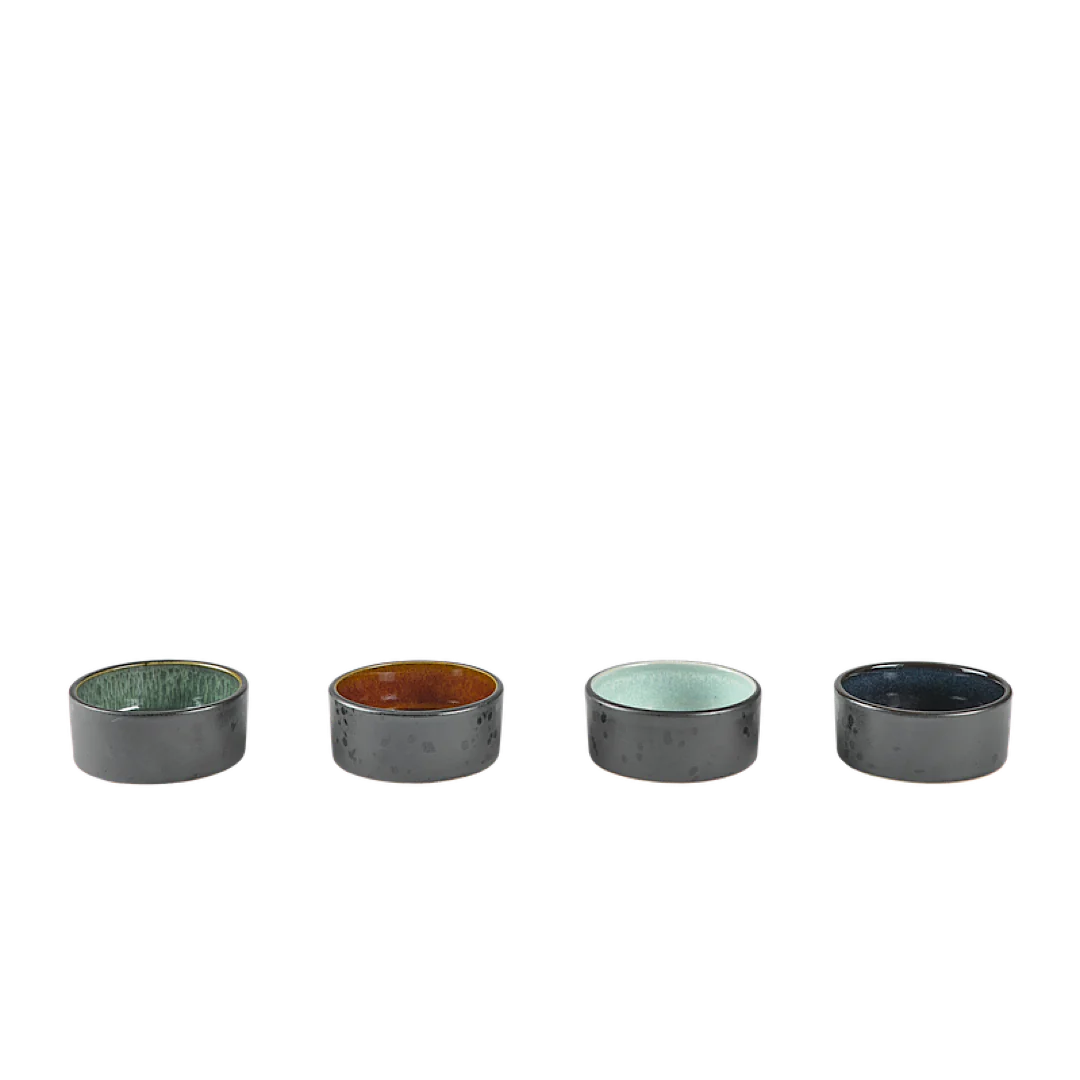 Stoneware Mini Bowl 7.5 cm 4 Pcs Black F6936