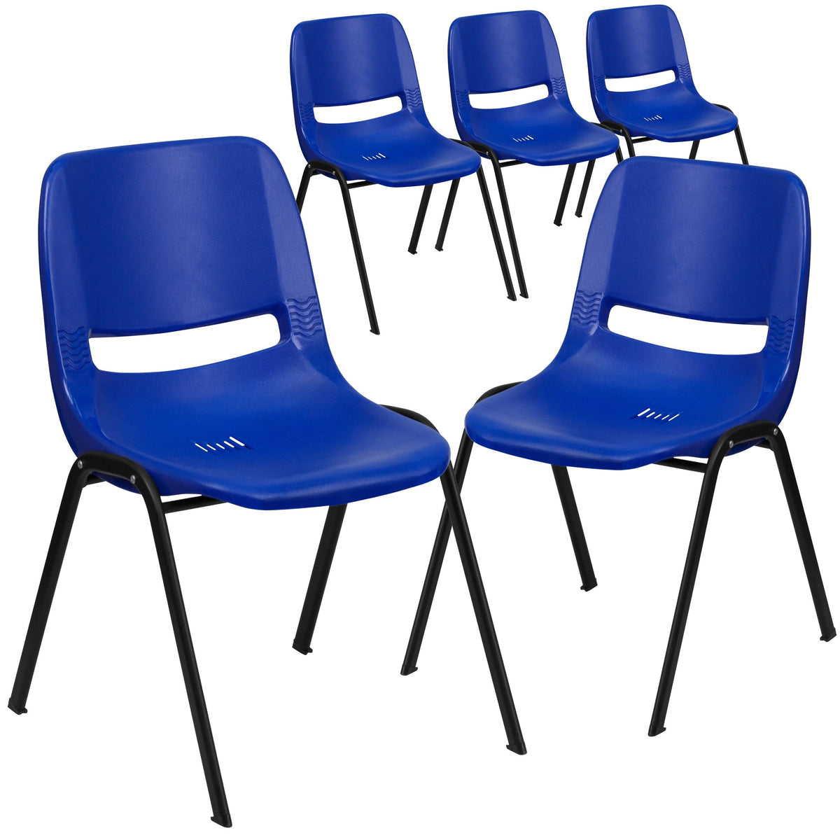 5 Pack Navy Plastic Stack Chair U846