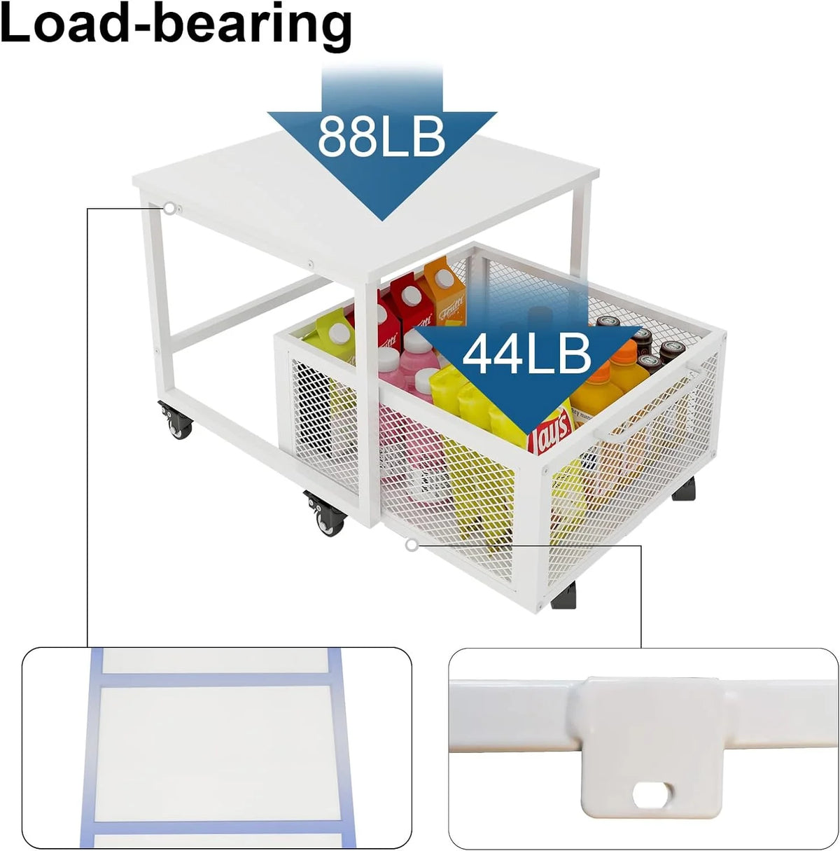 Mobile Mini Fridge Stand with 4 Lockable Wheels Rolling Fridge Cart I51479