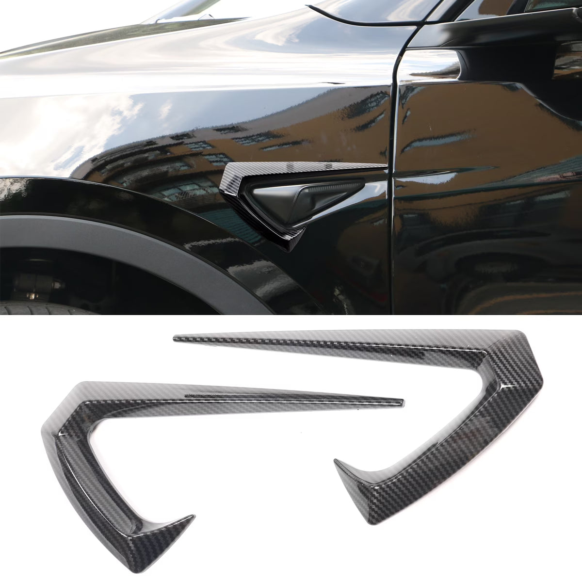 Carbon Fiber Print ABS Plastic Side Fender Vent Trim 2PC P198