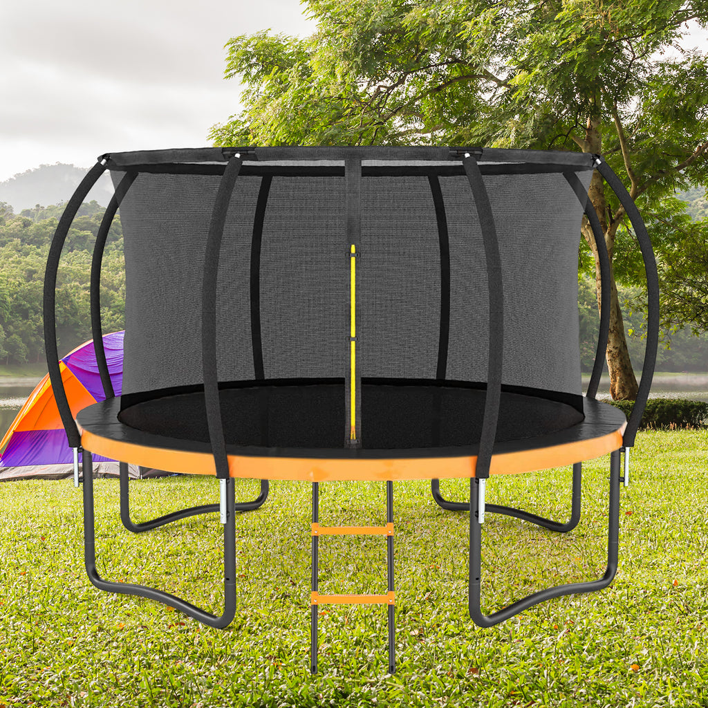 12 FT Outdoor Trampoline with Safety Fence Net, Ladder, PVC Spring Cover Pad I87678