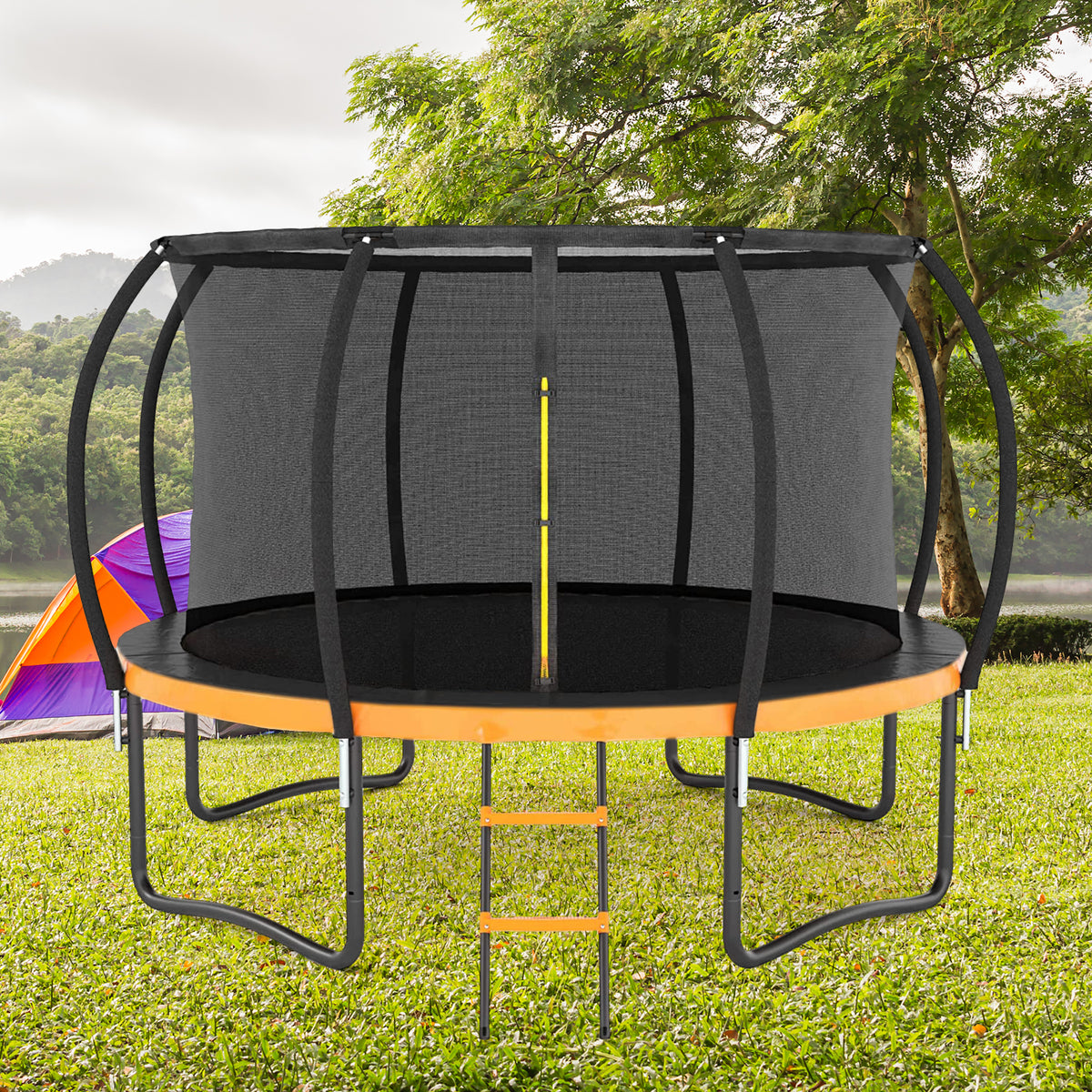 12 FT Outdoor Trampoline with Safety Fence Net, Ladder, PVC Spring Cover Pad I87678