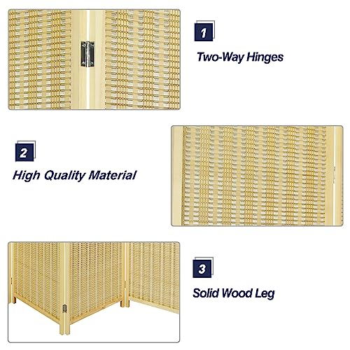 4 Panel Bamboo Room Divider with Shelves O544641