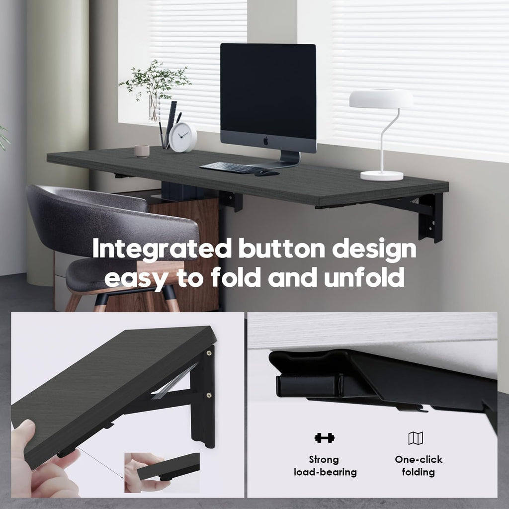 Wall Mounted Folding Table with 40" x 20" Solid Wood Tabletop N214