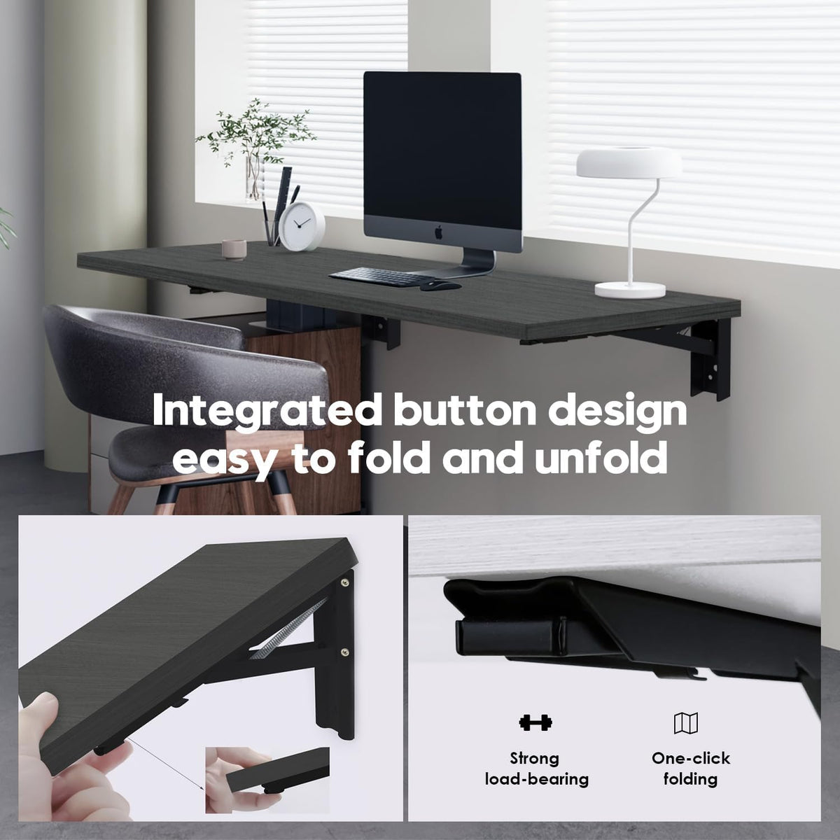 Wall Mounted Folding Table with 40" x 20" Solid Wood Tabletop N214