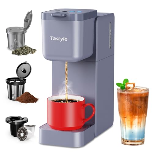 Single Serve Coffee Maker for K Cup, Ground and Tea Leaves, Hot and Iced Coffee Machines with Bold Setting, 6 to 16 Oz Brew Sizes, Compact for Small Spaces, Black G7837