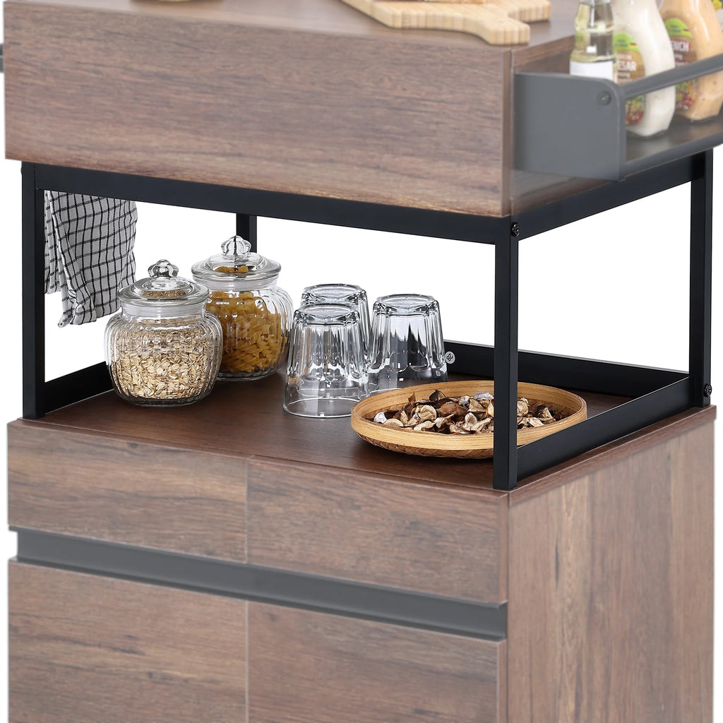 Rolling Kitchen Island with Storage Cabinet and Open Shelf A908528