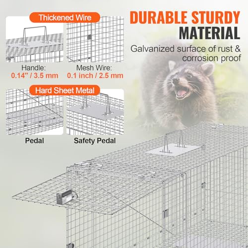 24" x 8" x 8" Galvanized Iron Folding Animal Trap W608463