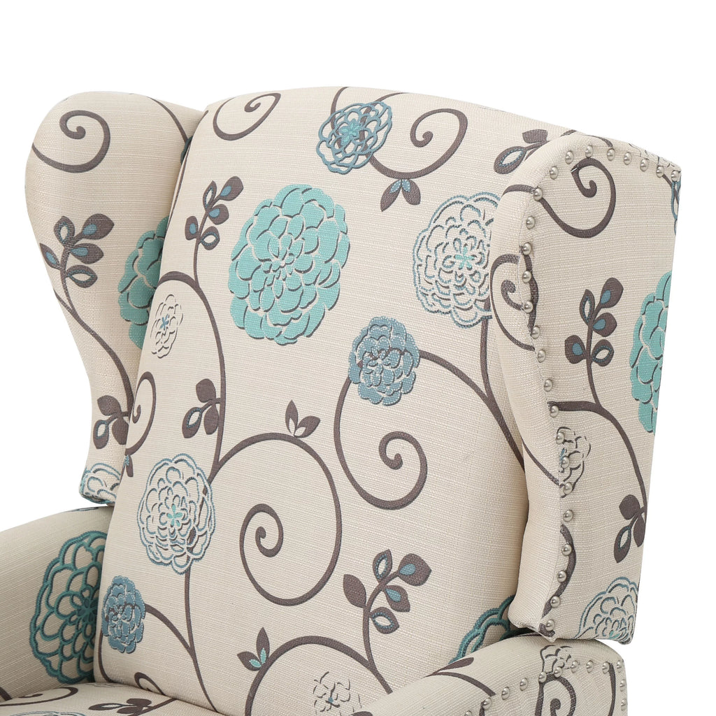 Light Beige Fabric Wingback Recliner Z909