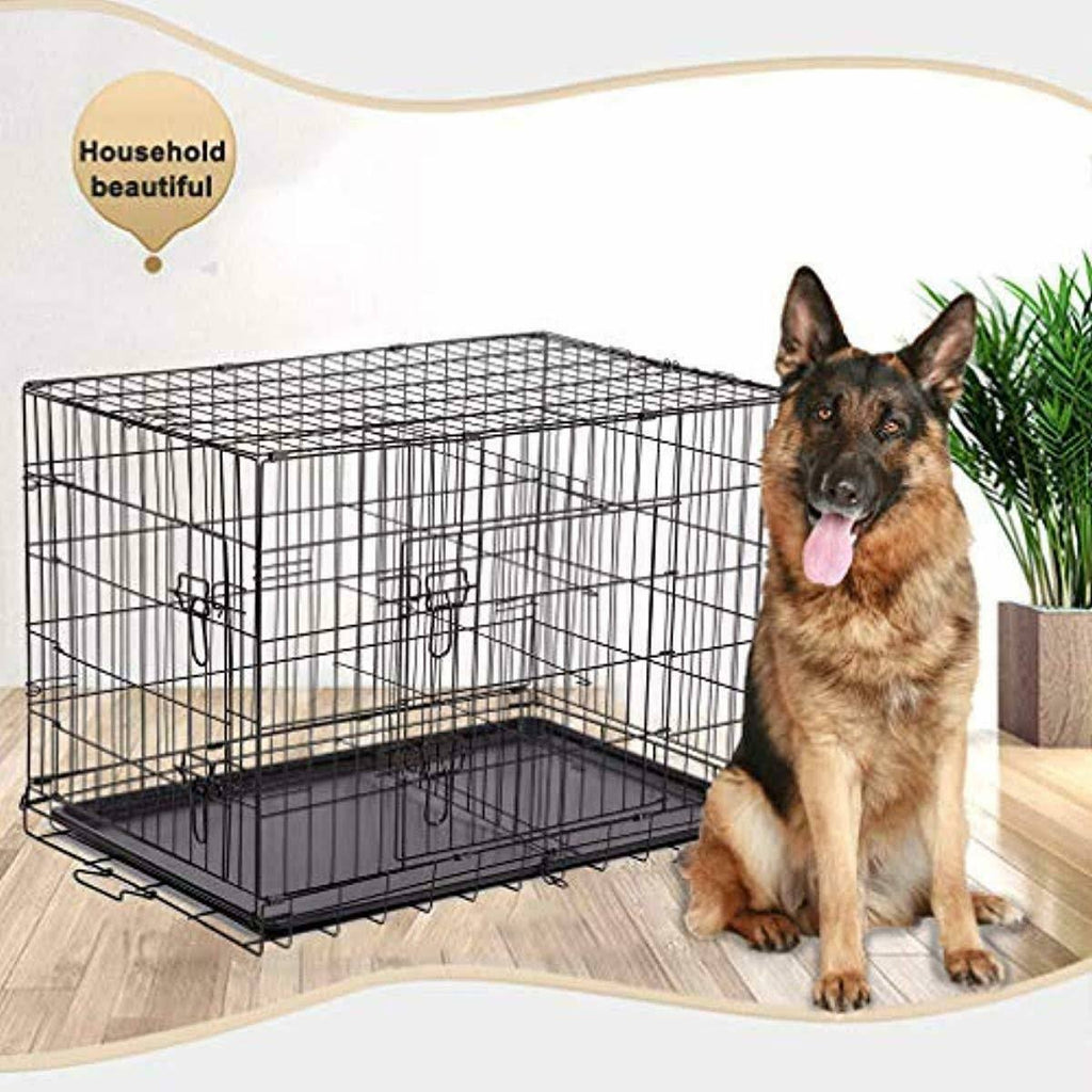 Extra Large 48x22 Folding Dog Cage Crate Kennel with Plastic Pan Black L117
