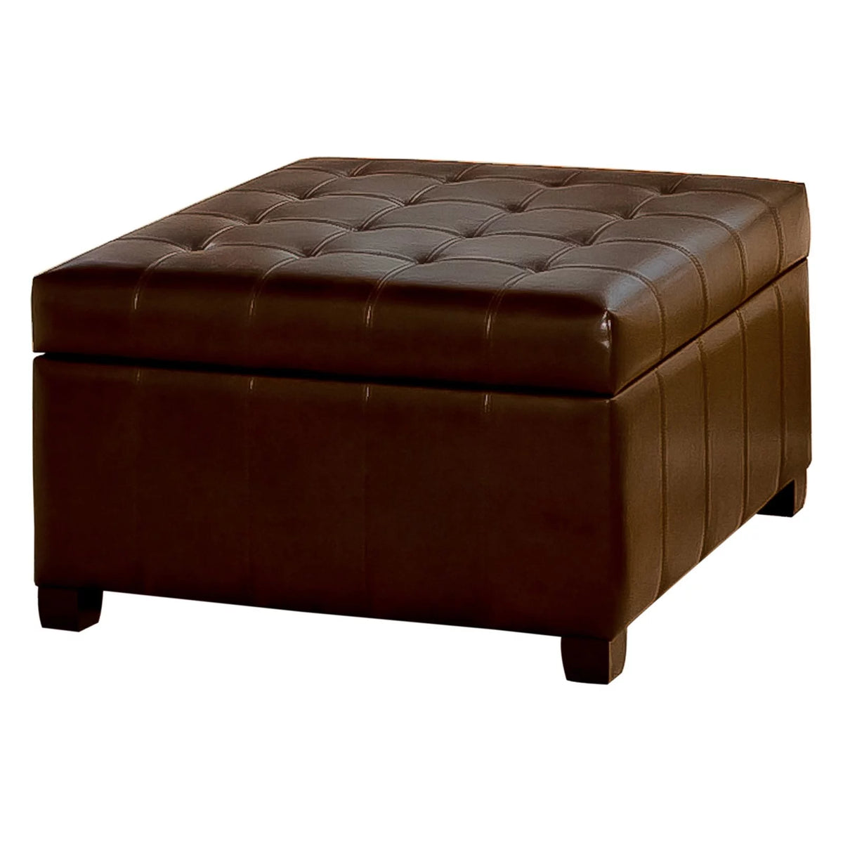 Tufted Leather Storage Ottoman V58821