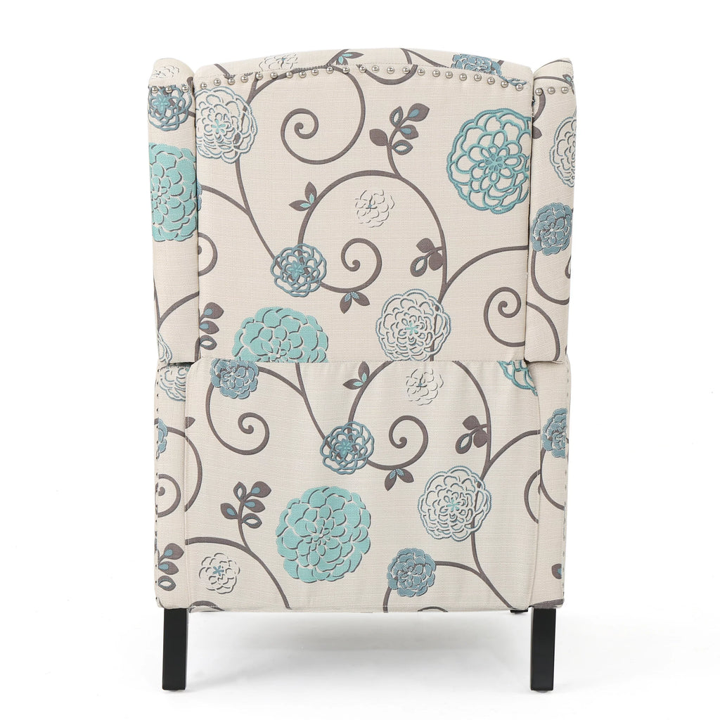 Light Beige Fabric Wingback Recliner Z909