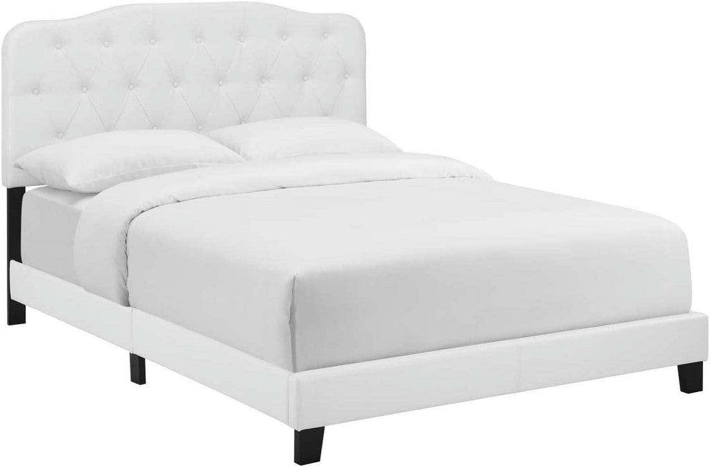 Faux Leather Bed in White M99935