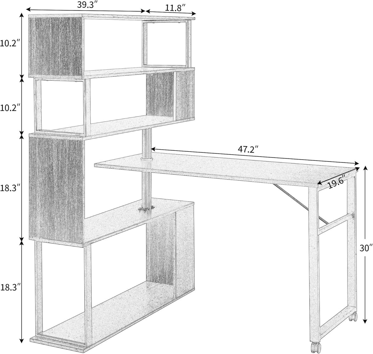 L-Shaped Rotating Computer Desk with Lockable Casters X772
