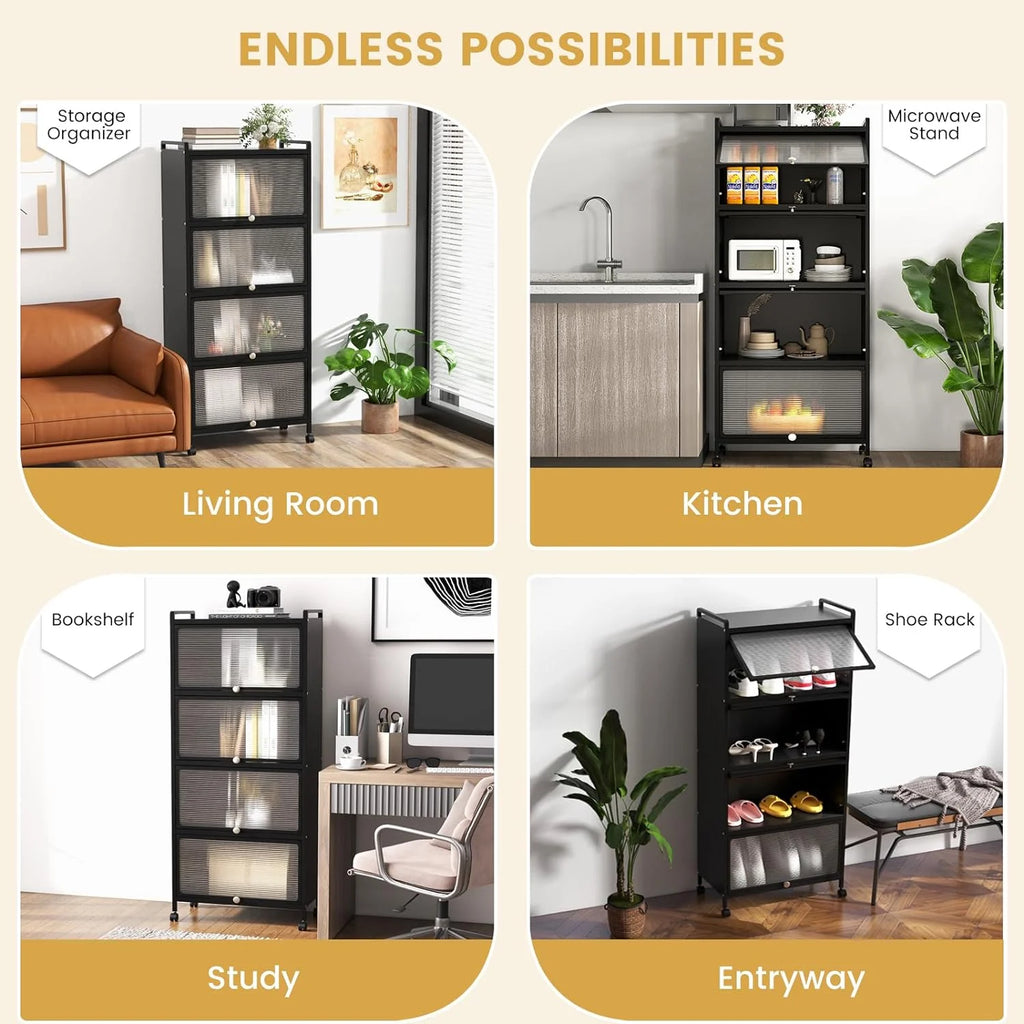 5-Tier Kitchen Cabinet with 4 Rolling Casters B327