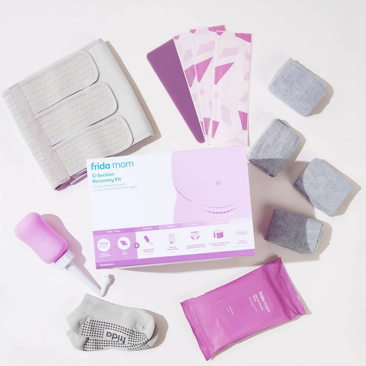 Postpartum C-Section Recovery Care Kit with Peri Bottle and Disposable Underwear N883