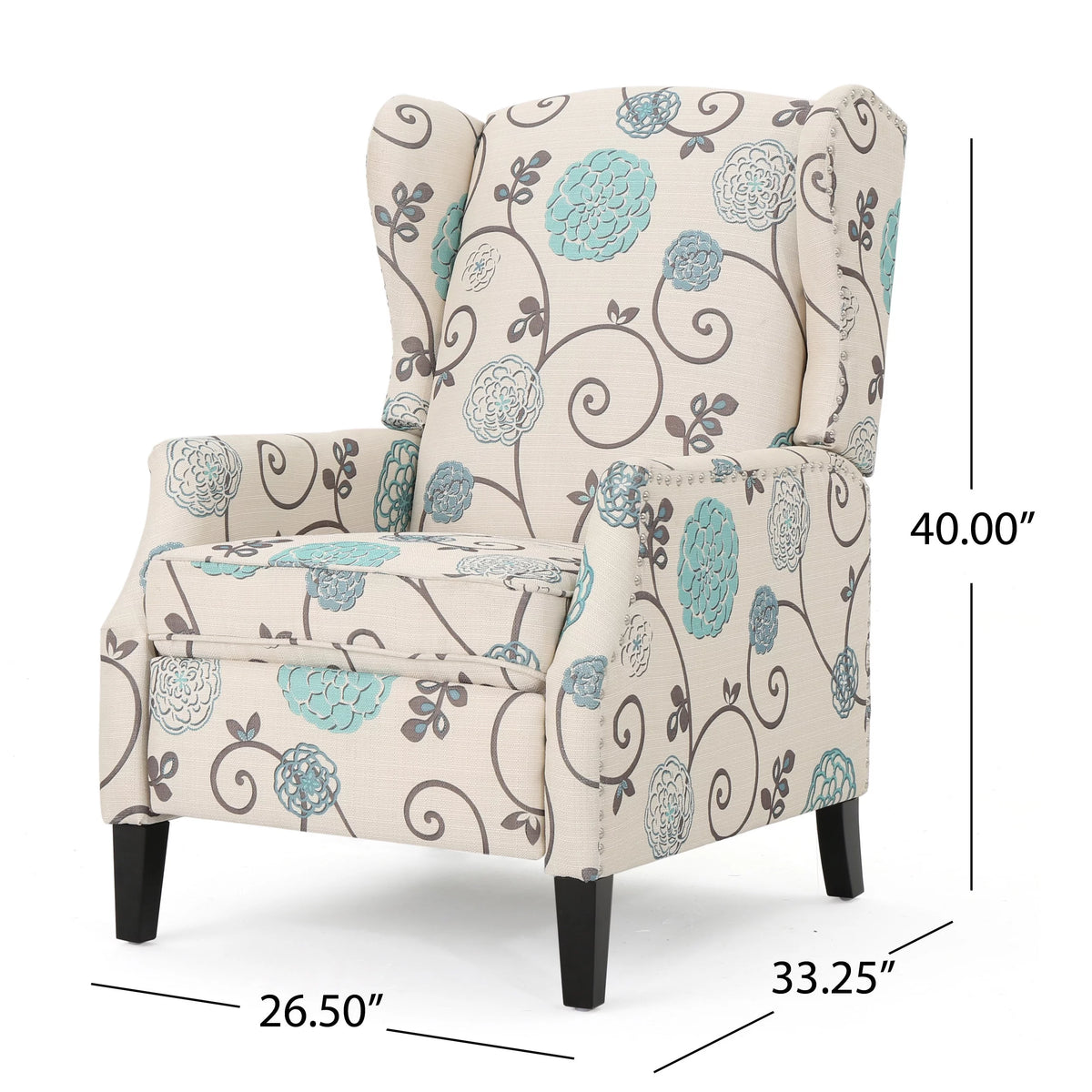 Light Beige Fabric Wingback Recliner Z909