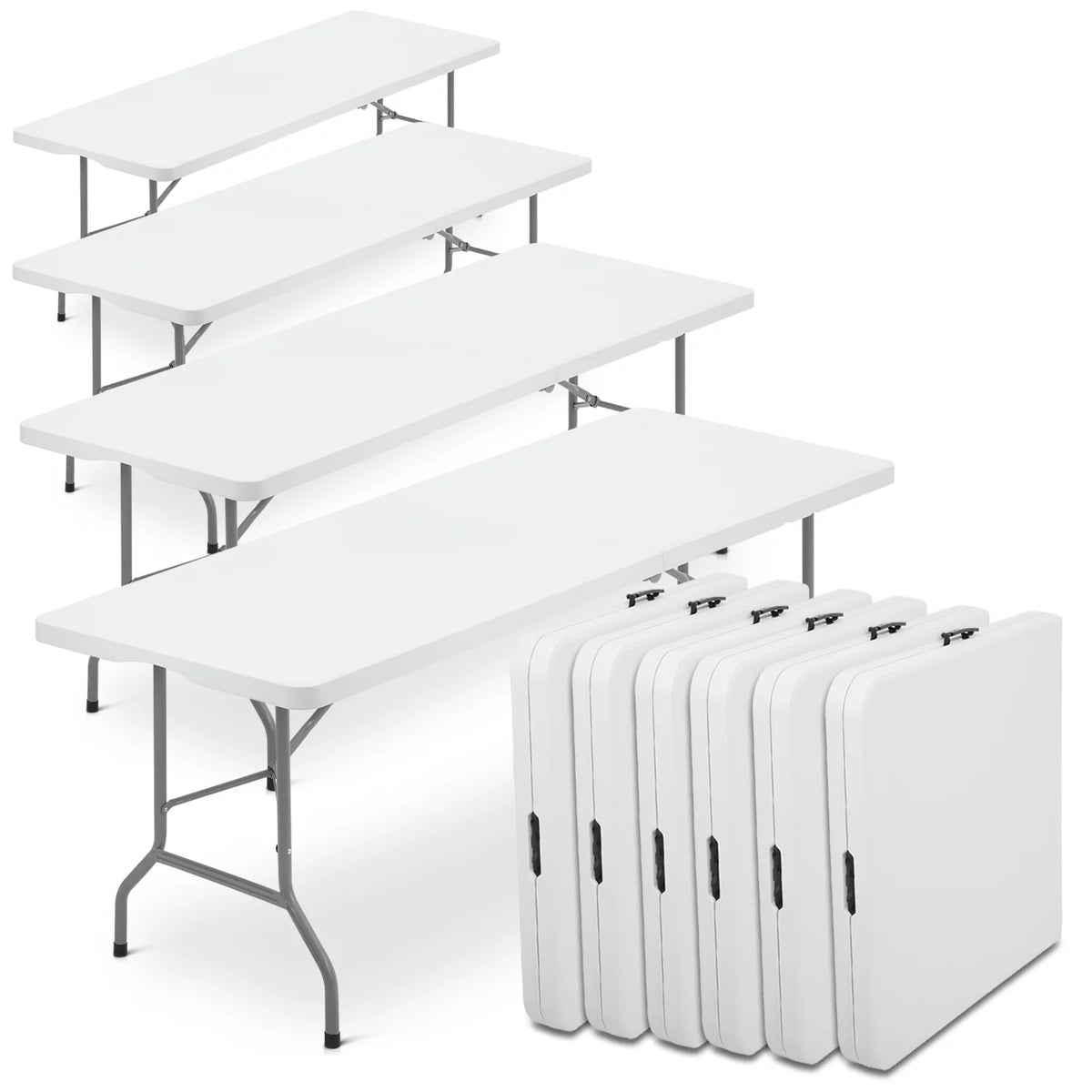 10 Pack 8Ft White Folding Plastic Utility Table Y3172