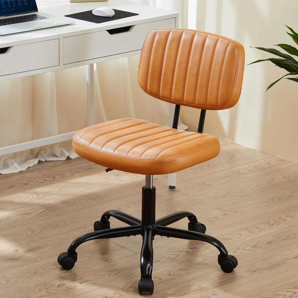 Armless Desk Chair with Wheels and Lumbar Support B871