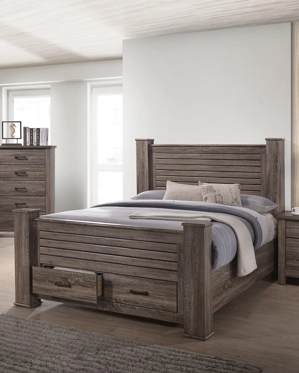 King Size Storage Drawers Wooden Bed B440
