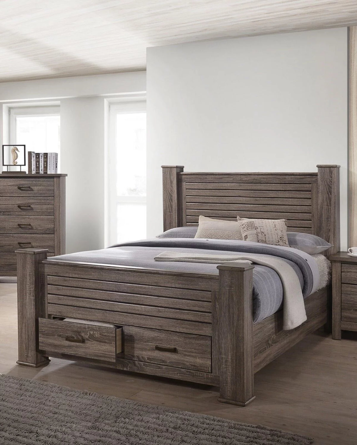 King Size Storage Drawers Wooden Bed B440