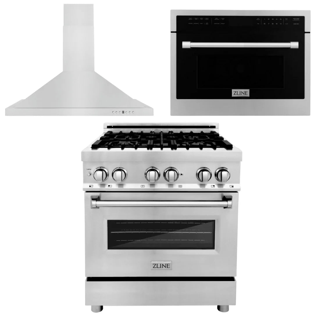 30 in. Gas Range, Range Hood, Microwave Oven Y706977