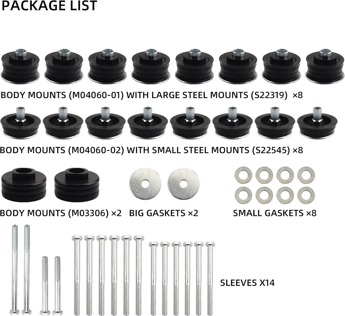 Cab Body Mount Bushing Kit Compatible With 2008-2016 Ford F-250 F-350 Super Duty T8086