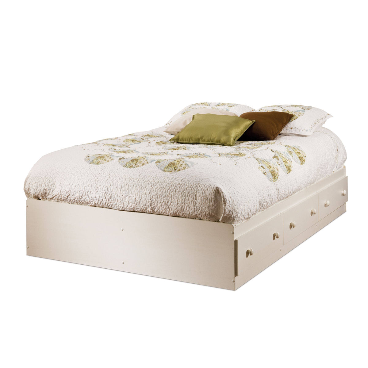 Full 3-Drawer White Bed C330
