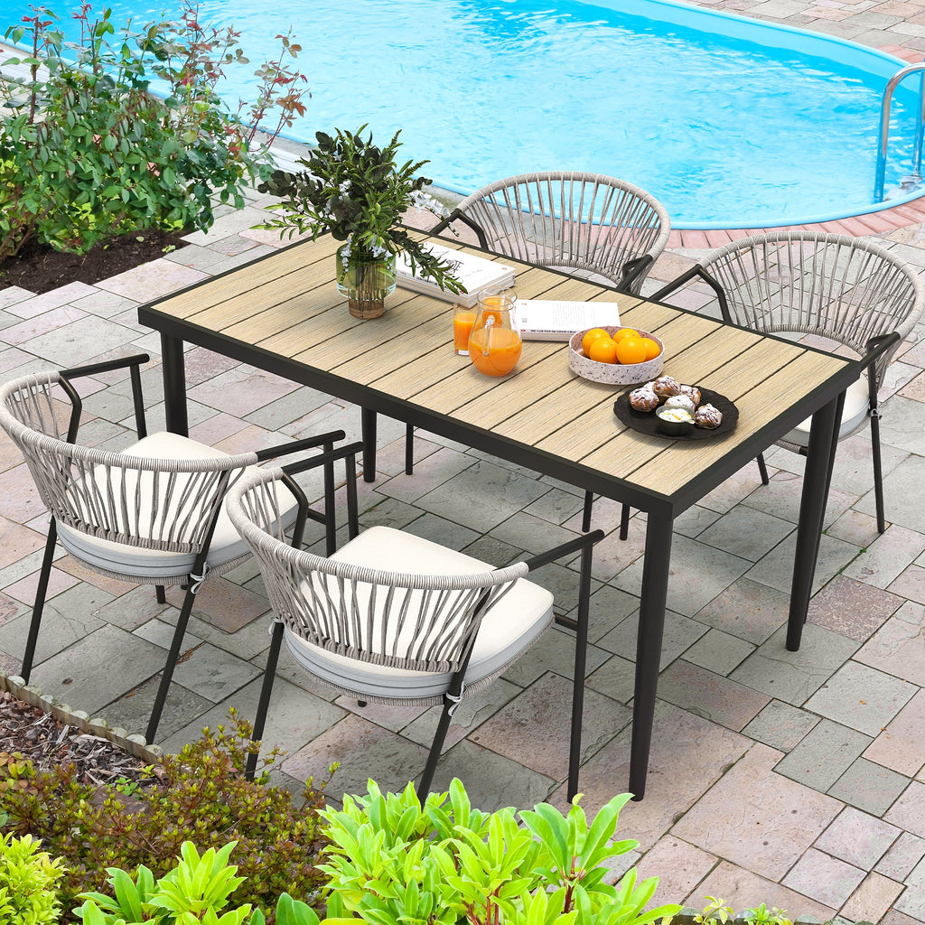 70in Outdoor Rectangular Dining Table with Umbrella Hole U5691