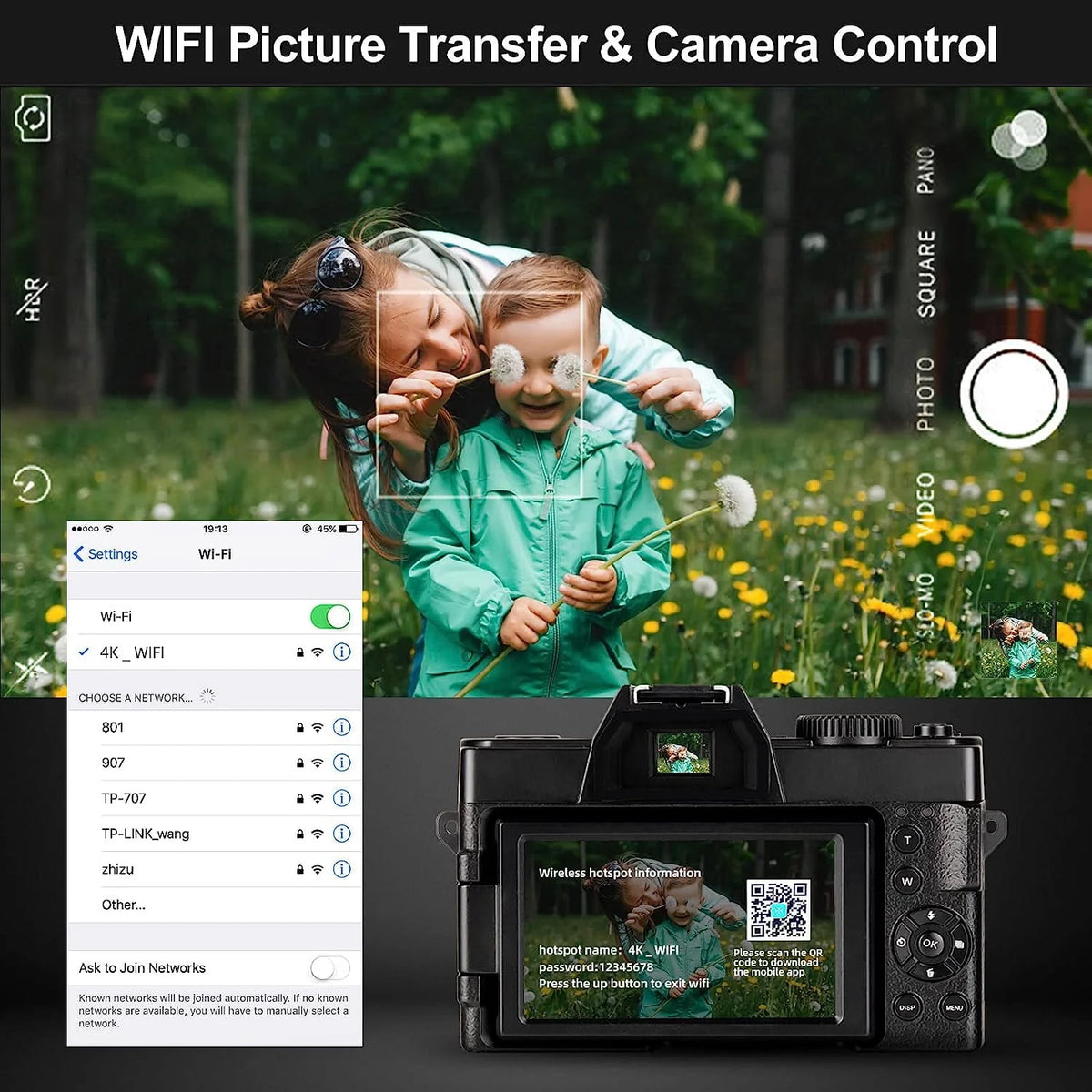 4K Ultra HD 48MP Digital Camera with Wide Angle Lens K432581