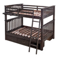 Solid Pine Wood Over Full Bunk Bed in Espresso X9258