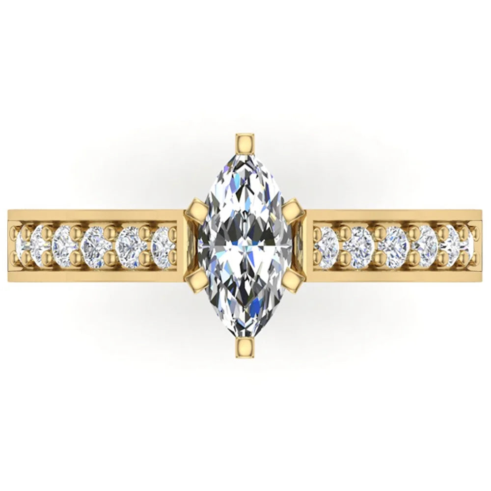 14K Gold 1.10 CT TW Marquise Cut Diamond Engagement Ring P282