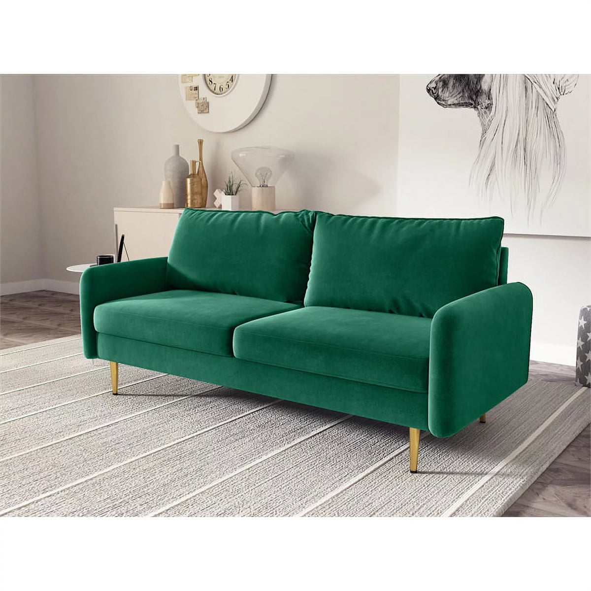 Green Velvet Sofa L658