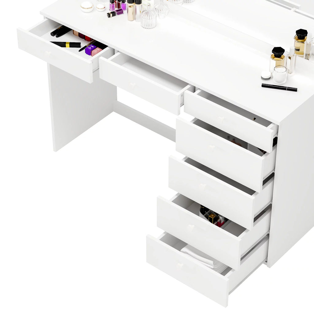 White Painted Vanity Table with LED Lights W361