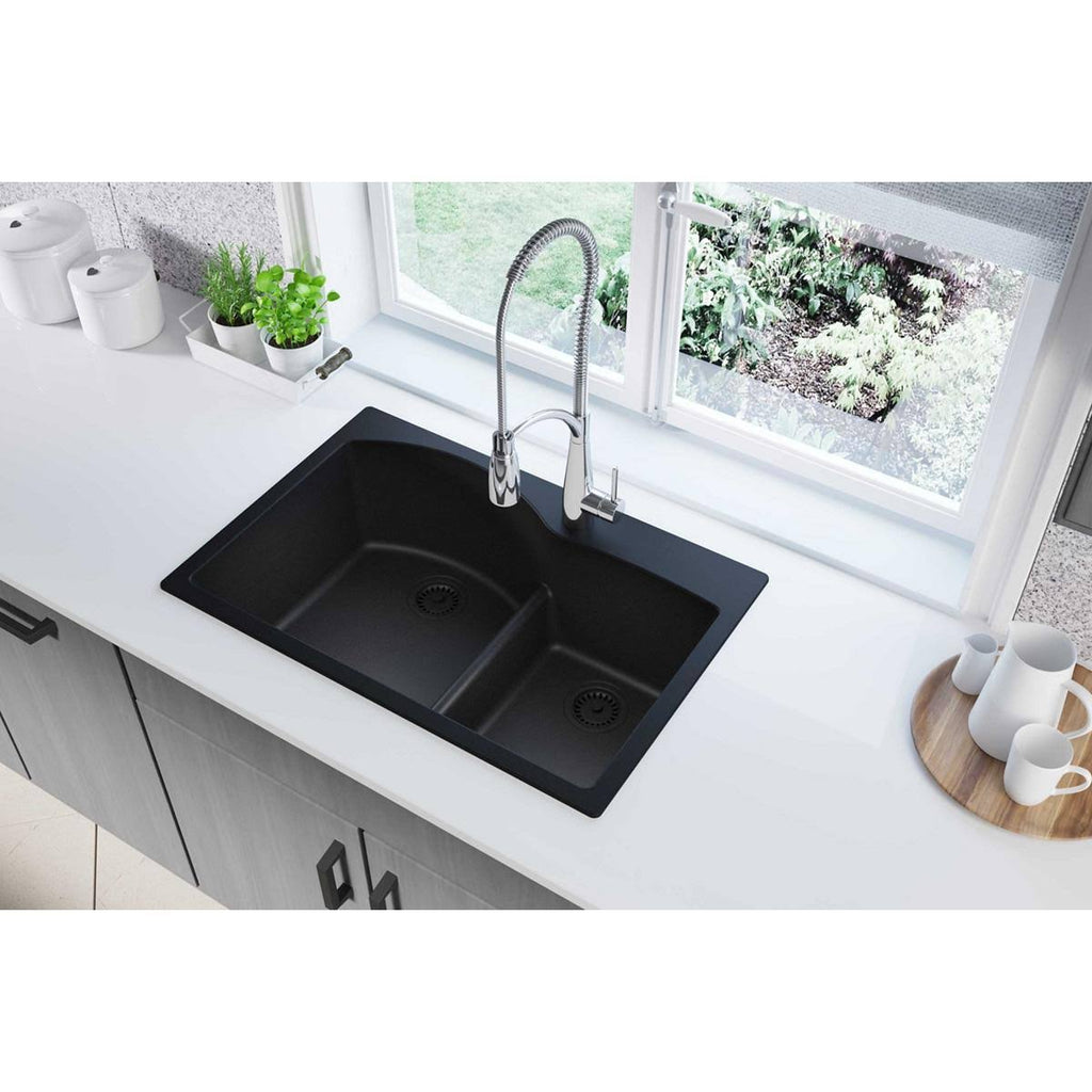 Black Double Offset Bowl Kitchen Sink H766692