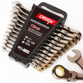 90 Teeth Flex-Head Ratcheting Wrench Set 12 Piece, SAE 1/4 to 3/4", Cr-V Steel, 12-Point, Nickel Plating L8666