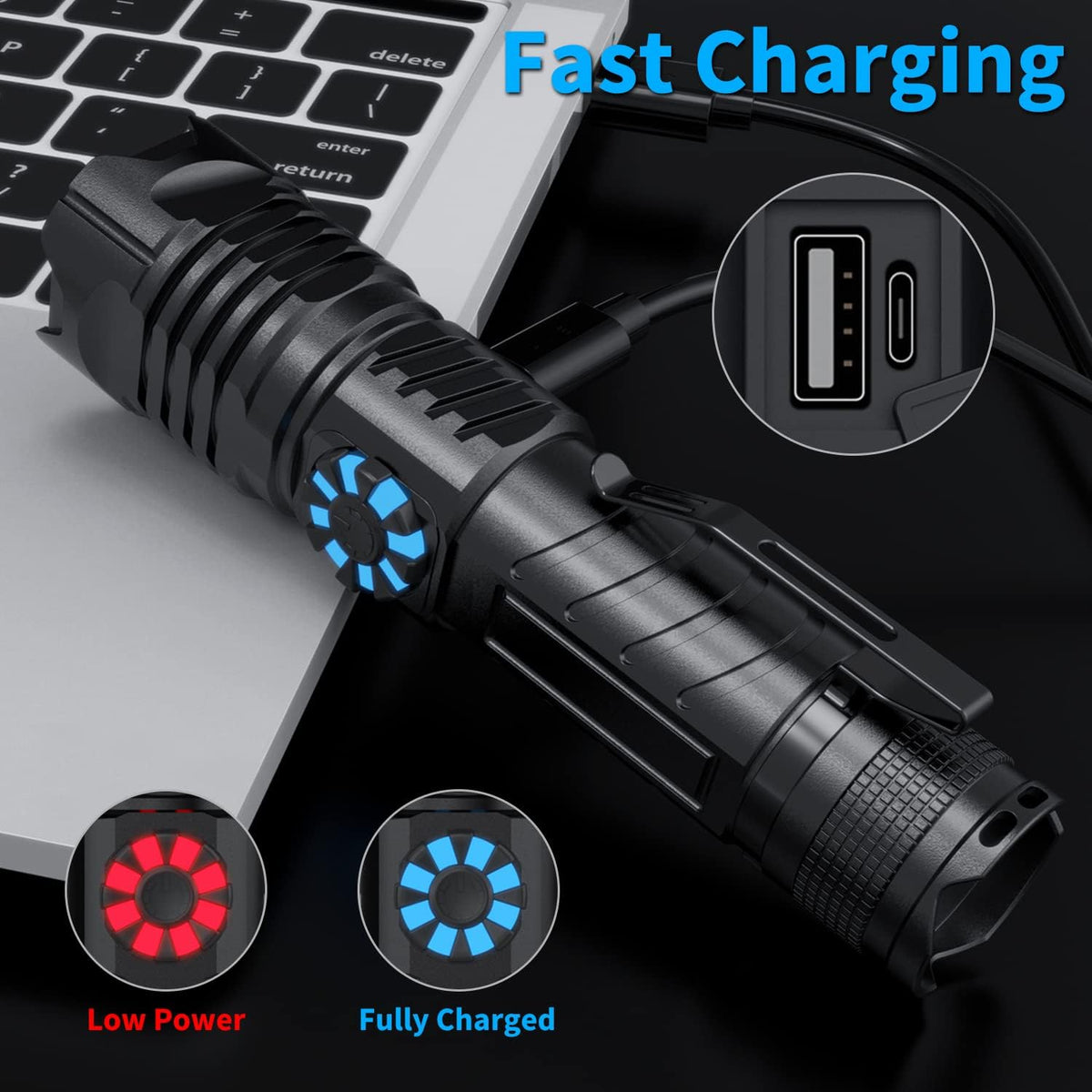 Rechargeable LED Flashlight 100000 High Lumens Zoomable S7083