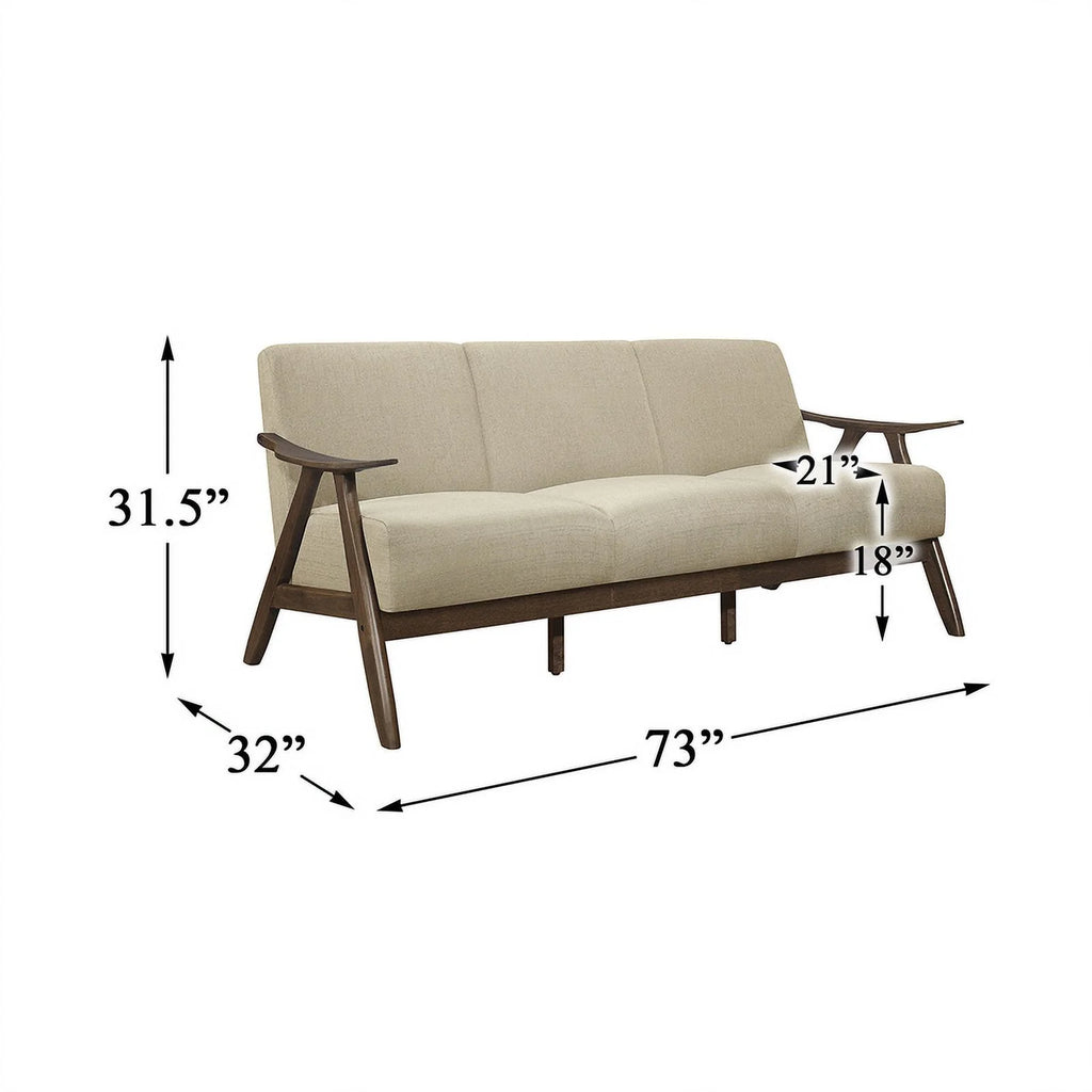 Textured Fabric 2-Piece Upholstered Sofa Set in Light Brown Z295