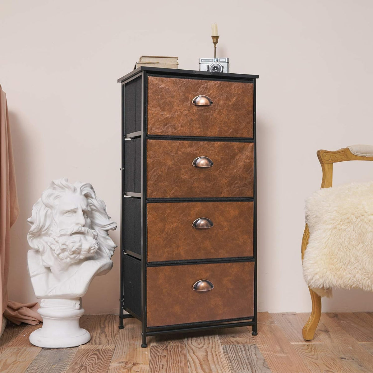 4 Drawer Fabric Dresser Storage Tower E109821