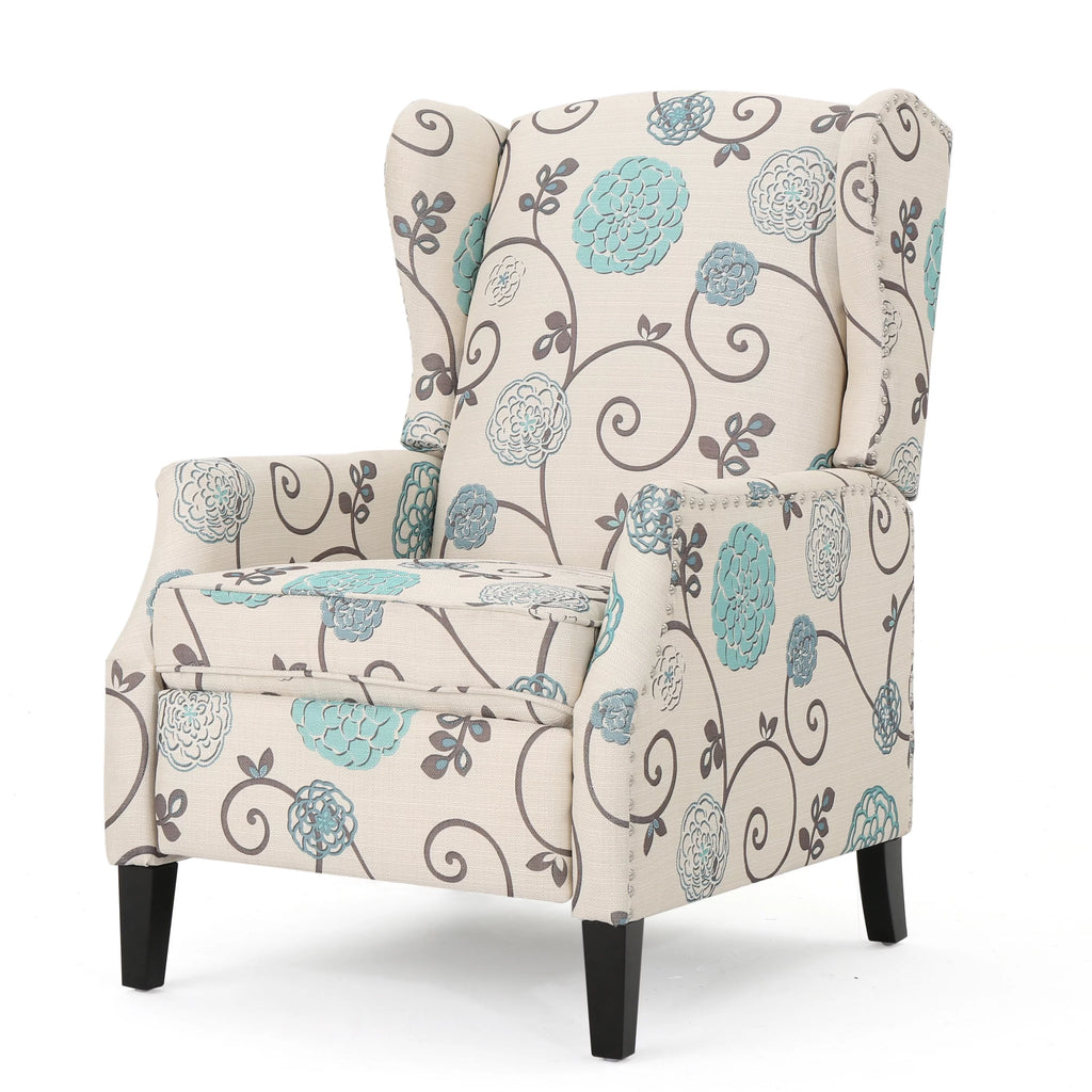 Light Beige Fabric Wingback Recliner Z909
