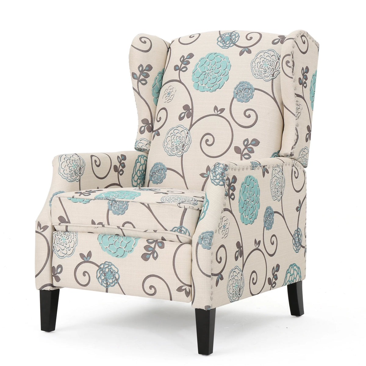 Light Beige Fabric Wingback Recliner Z909