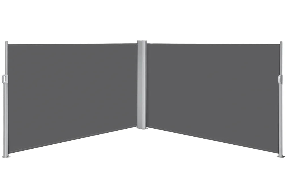 Dark Gray Retractable Screen Awning for Patio Garden Q488