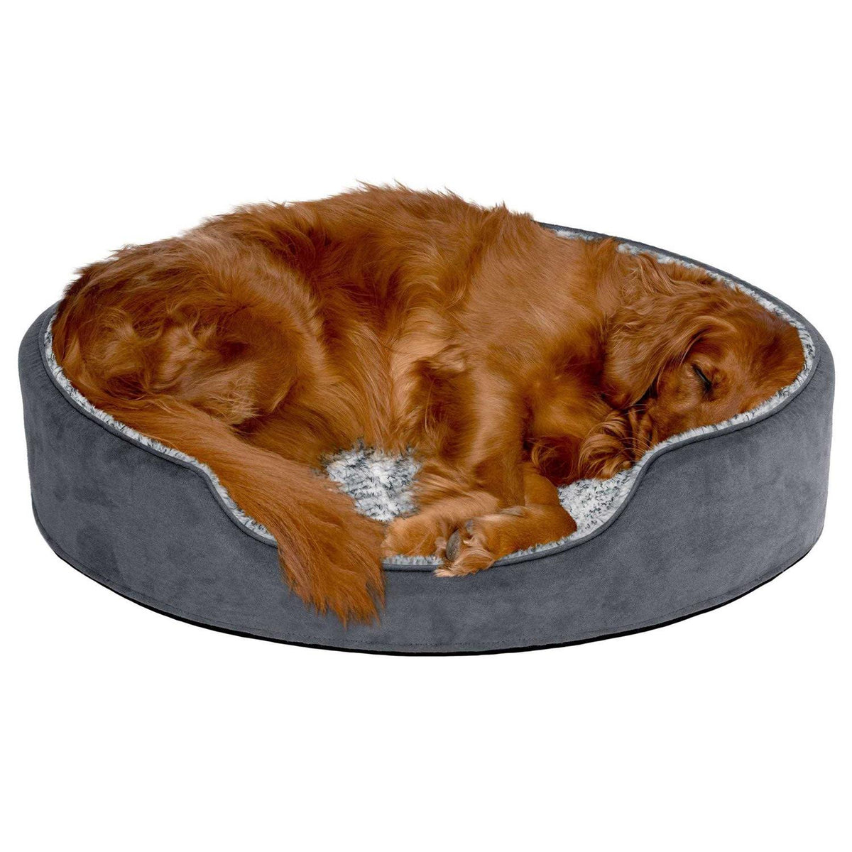 Two-Tone Fur & Suede Oval Dog Bed K667108